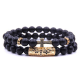 Cross Bracelets Set Natural Stone Beaded Bracelet for Women Men