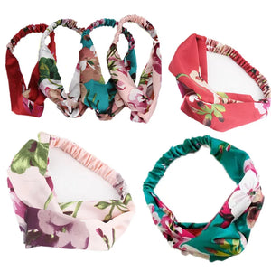 Silk Satin Bouquet Pattern Twist Knot Hair Band