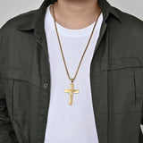 Men's Double Serrated Cross Necklace Pendant