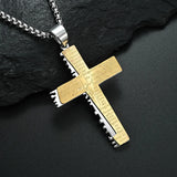 Men's Double Serrated Cross Necklace Pendant