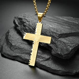 Men's Double Serrated Cross Necklace Pendant
