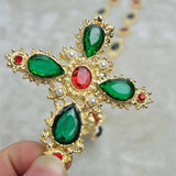 Vintage Baroque Style Crystal Cross Necklace