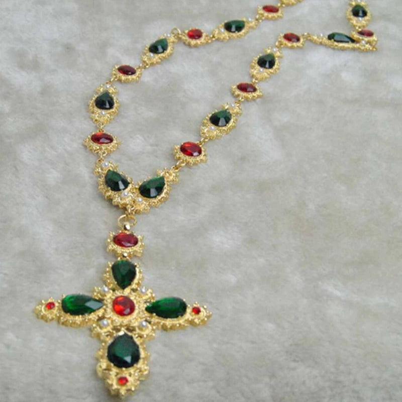 Vintage Baroque Style Crystal Cross Necklace