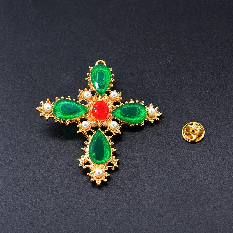 Vintage Baroque Style Crystal Cross Necklace