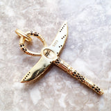 Ankh Scarab Golden Pendant Vintage Jewelry 925 Sterling Silver Amulet