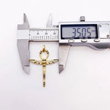 Ankh Scarab Golden Pendant Vintage Jewelry 925 Sterling Silver Amulet