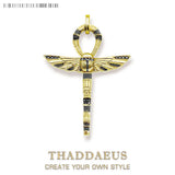 Ankh Scarab Golden Pendant Vintage Jewelry 925 Sterling Silver Amulet