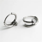 Cross Pattern Nail Hoop Earrings for Men Stainless Steel Punk Gothic Jewelry