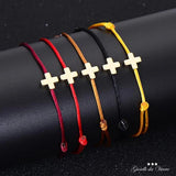 Cross Prayer Bracelet Adjustable Sliding Knot Bracelet Red