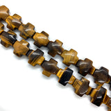 Cross-shaped Tiger's Eye Stone Beads 12x12x6mm for DIY Jewelry Making