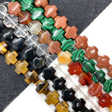 Cross-shaped Tiger's Eye Stone Beads 12x12x6mm for DIY Jewelry Making