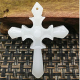 Natural Jade Cross Pendant Wedding Jewelry Hand Carved Amulet Men Women