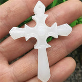 Natural Jade Cross Pendant Wedding Jewelry Hand Carved Amulet Men Women