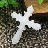 Natural Jade Cross Pendant Wedding Jewelry Hand Carved Amulet Men Women
