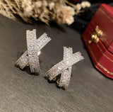 Cross Symbol Earrings S925 Silver Needle Women Ear Jewelry