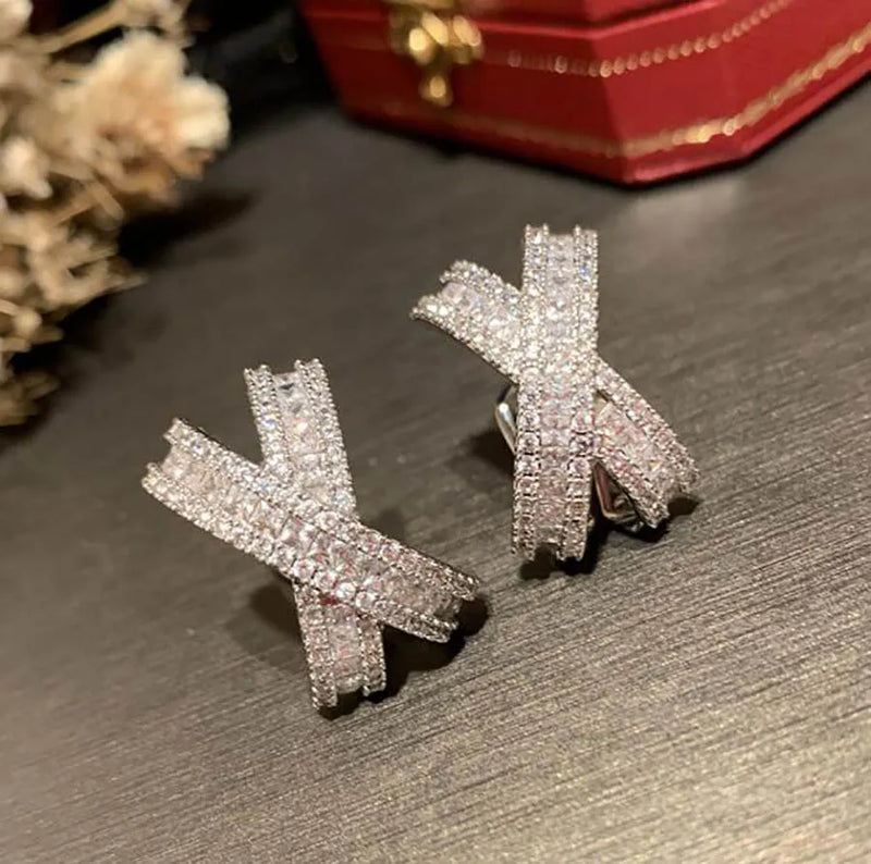 Cross Symbol Earrings S925 Silver Needle Women Ear Jewelry