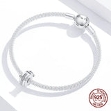 925 Silver Zircon Fixed Buckle Charm Bangle Bracelet Bead Jewelry