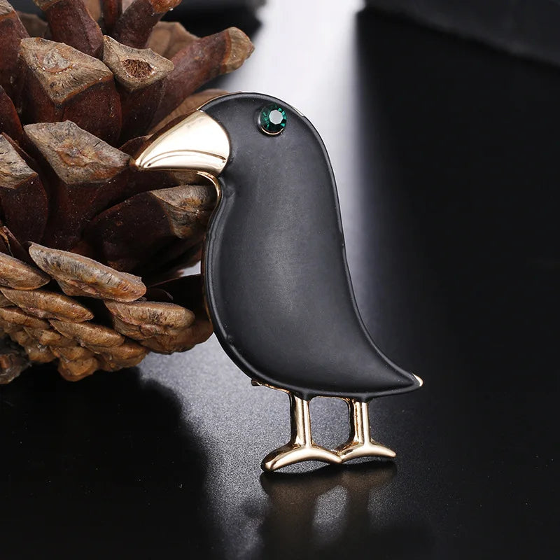 Crow Brooch Paint Bird Enamel Brooches Men Women Suits Dress Hat