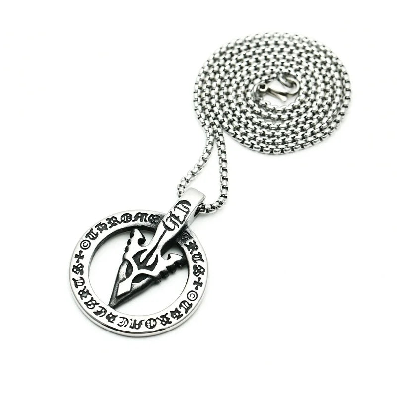 Crowe Rune Arrow Round Pendant Necklace Men's Necklace Metal Accessories