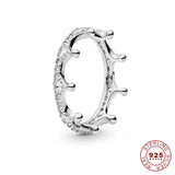 Crown 925 Sterling Silver Rose Zircon Ring Stackable Fine Jewelry