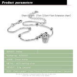 925 Sterling Silver Crown Anklet Lucky Beaded Anklet for Women