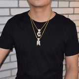 Crown Bail Drip Initials Bubble Letters Chain Necklaces & Pendant