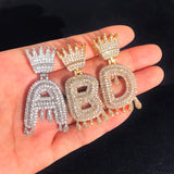Crown Bail Drip Initials Bubble Letters Chain Necklaces & Pendant