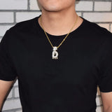Crown Bail Drip Initials Bubble Letters Chain Necklaces & Pendant