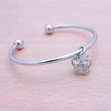 Crown Zircon 925 Silver Bracelet Women Adjustable Size Christmas Gift