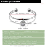 Crown Zircon 925 Silver Bracelet Women Adjustable Size Christmas Gift