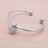 Crown Zircon 925 Silver Bracelet Women Adjustable Size Christmas Gift