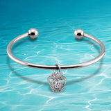 Crown Zircon 925 Silver Bracelet Women Adjustable Size Christmas Gift