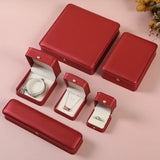 Red Brushed PU Leather Jewelry Packing Box Crown Buckle
