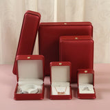 Red Brushed PU Leather Jewelry Packing Box Crown Buckle