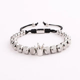 Crown Charm Stainless Steel Beads Macrame Bracelet Men Jewelry Gift
