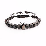Crown Charm Stainless Steel Beads Macrame Bracelet Men Jewelry Gift