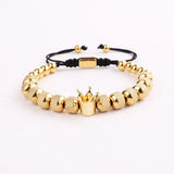 Crown Charm Stainless Steel Beads Macrame Bracelet Men Jewelry Gift