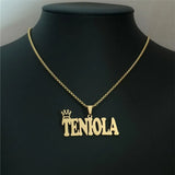 Custom Name Choker Necklace Crown Charm BFF Jewelry Kids Gift