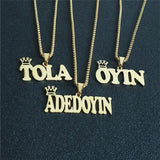 Custom Name Choker Necklace Crown Charm BFF Jewelry Kids Gift