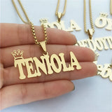 Custom Name Choker Necklace Crown Charm BFF Jewelry Kids Gift