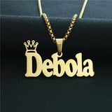 Custom Name Choker Necklace Crown Charm BFF Jewelry Kids Gift