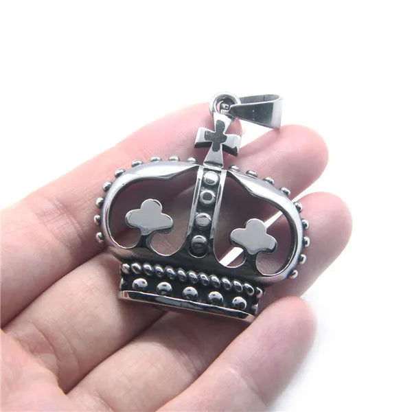Crown Cross Pendant Stainless Steel Mens Jewelry