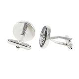 Enamel Silver Tone Crown Round Cuff Links