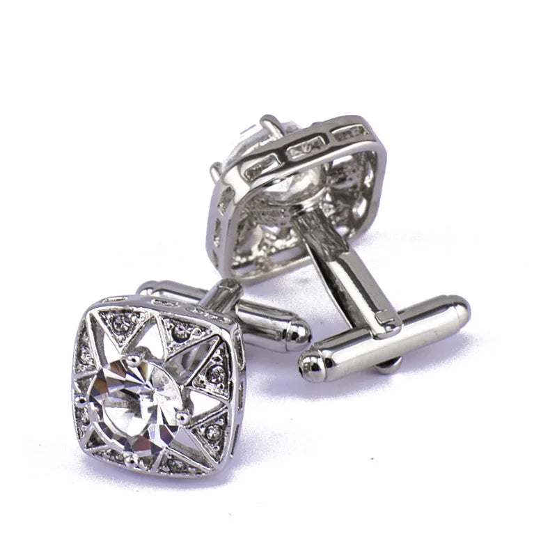 Crystal Inlaid Rhinestone Crown Cufflinks French Men's Shirt Buttons