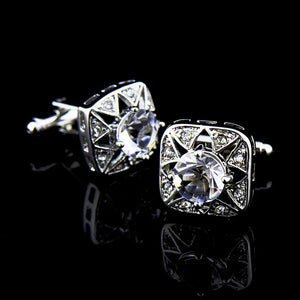 Crystal Inlaid Rhinestone Crown Cufflinks French Men's Shirt Buttons