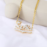 Two Tone Double Layer Name Necklace Personalized Stainless Steel Pendant