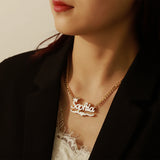 Two Tone Double Layer Name Necklace Personalized Stainless Steel Pendant