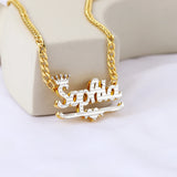 Two Tone Double Layer Name Necklace Personalized Stainless Steel Pendant