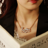 Two Tone Double Layer Name Necklace Personalized Stainless Steel Pendant