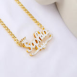 Two Tone Double Layer Name Necklace Personalized Stainless Steel Pendant
